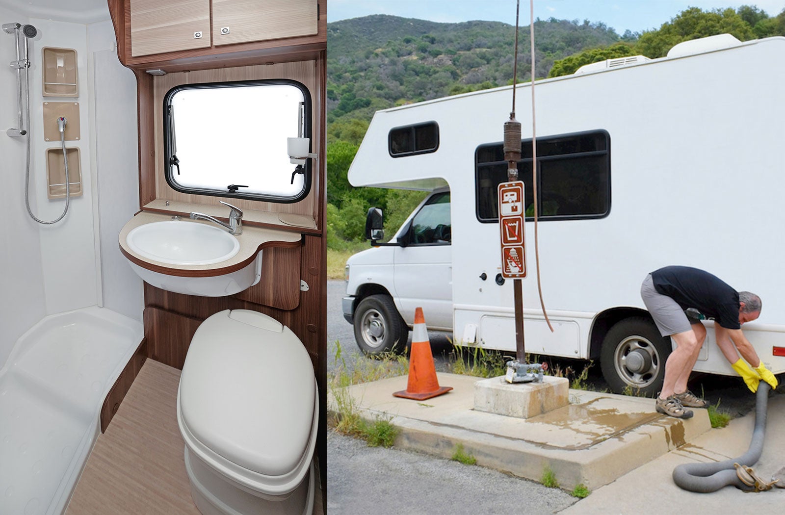 Portable RV/camper toilet and holding tank setup in Jamaica, New York