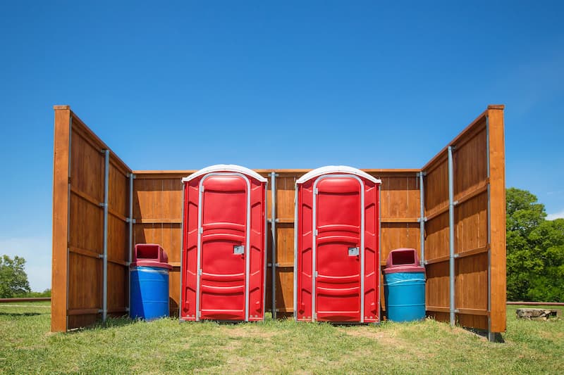 Short-term porta potty units staged for delivery in Jamaica, New York